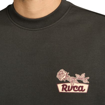 Rvca Sweat Basica Rose Sign Crew Pirate Black