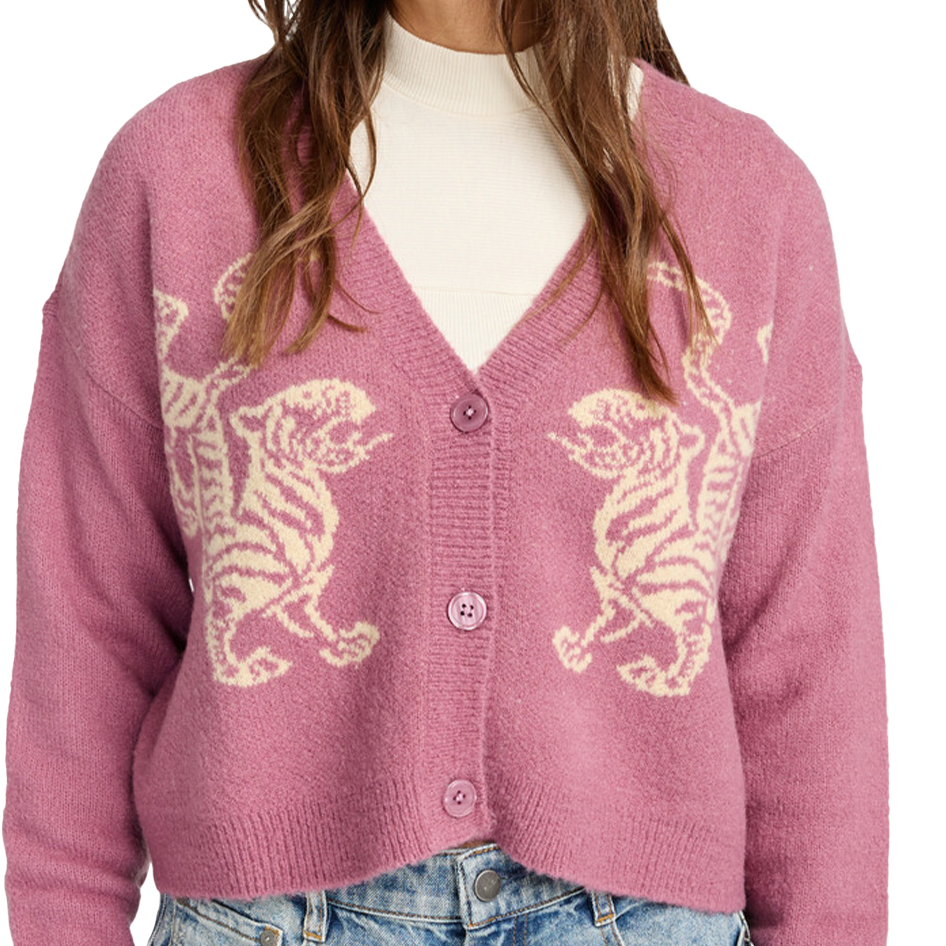 Rvca Casaco Malha Kitty Cardigan Orchid