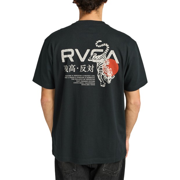 Rvca T-shirt Tiger Sun Black