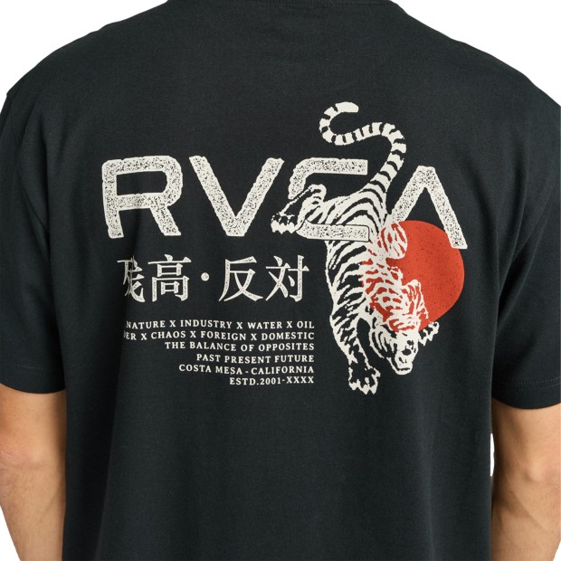 Rvca T-shirt Tiger Sun Black