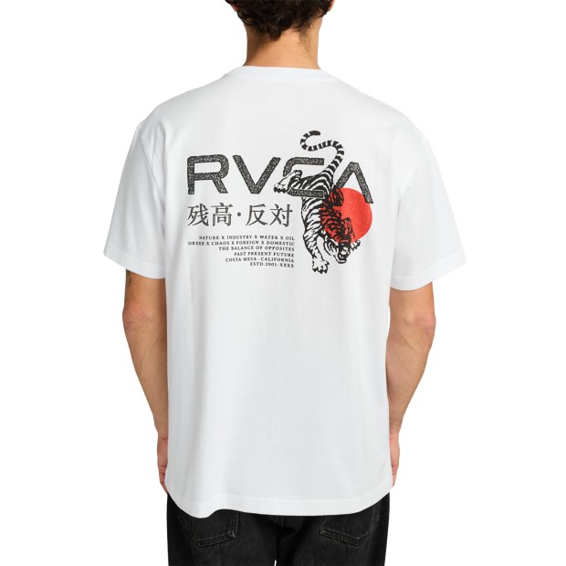 Rvca T-shirt Tiger Sun White