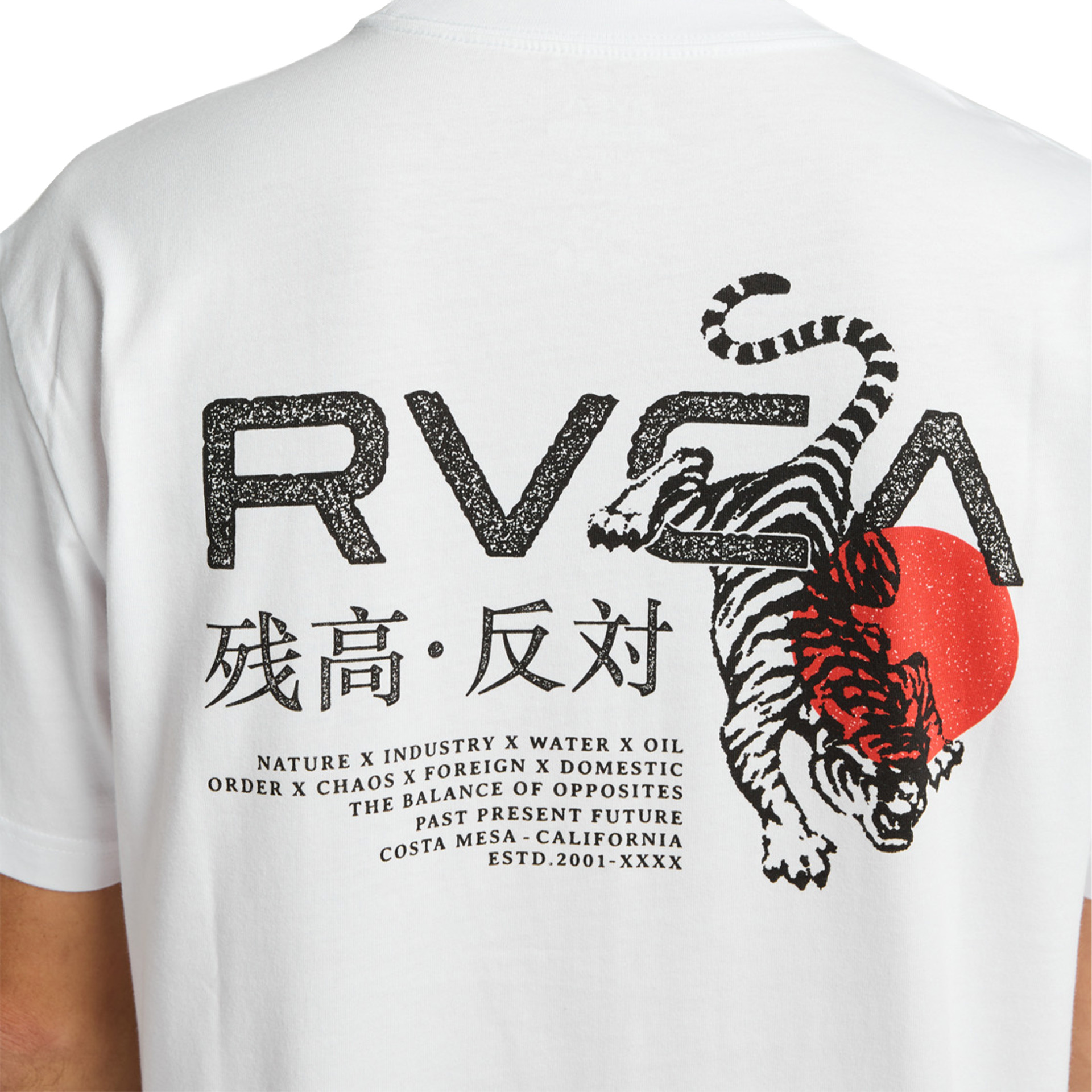 Rvca T-shirt Tiger Sun White