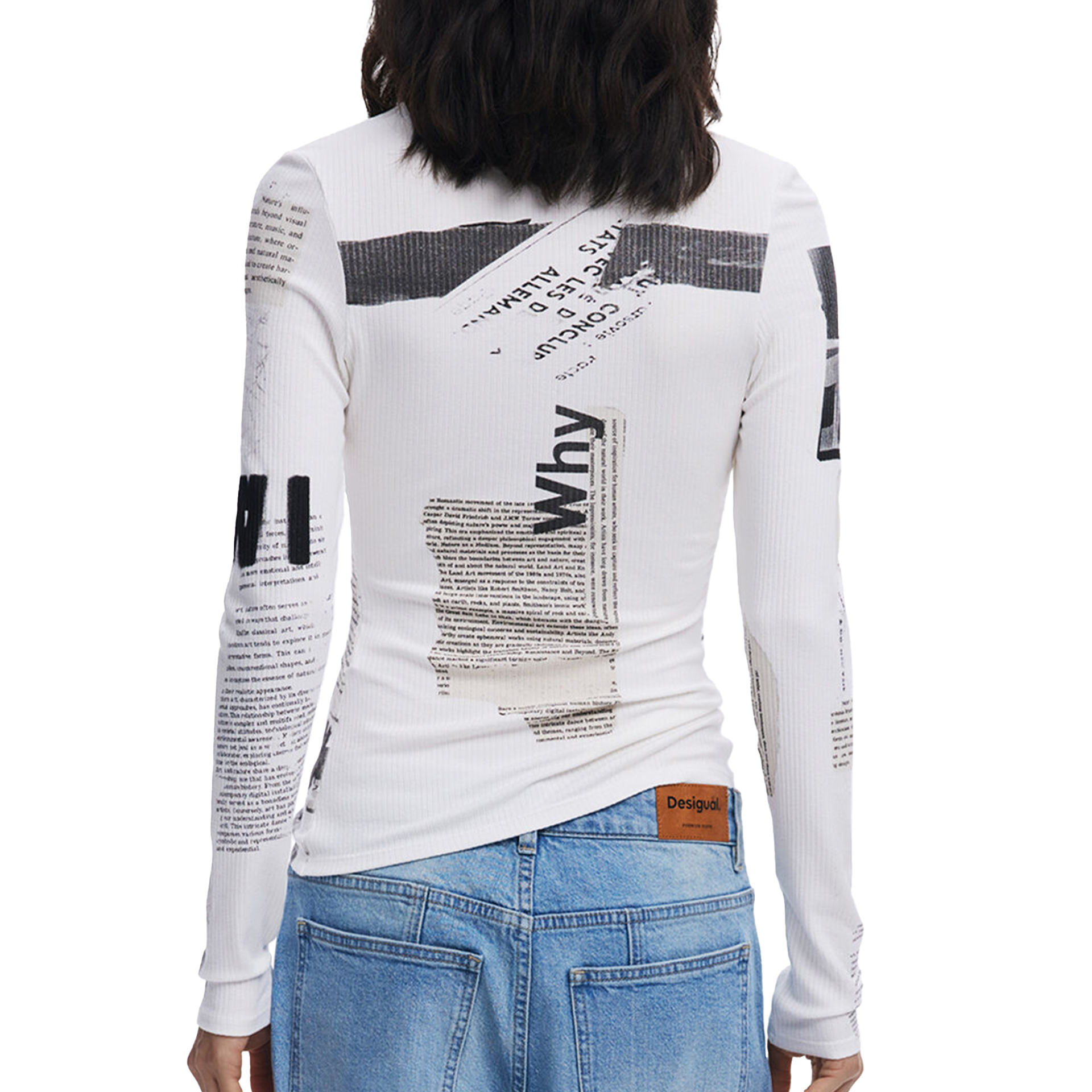 Desigual Camisola Canelada Jornal Preto