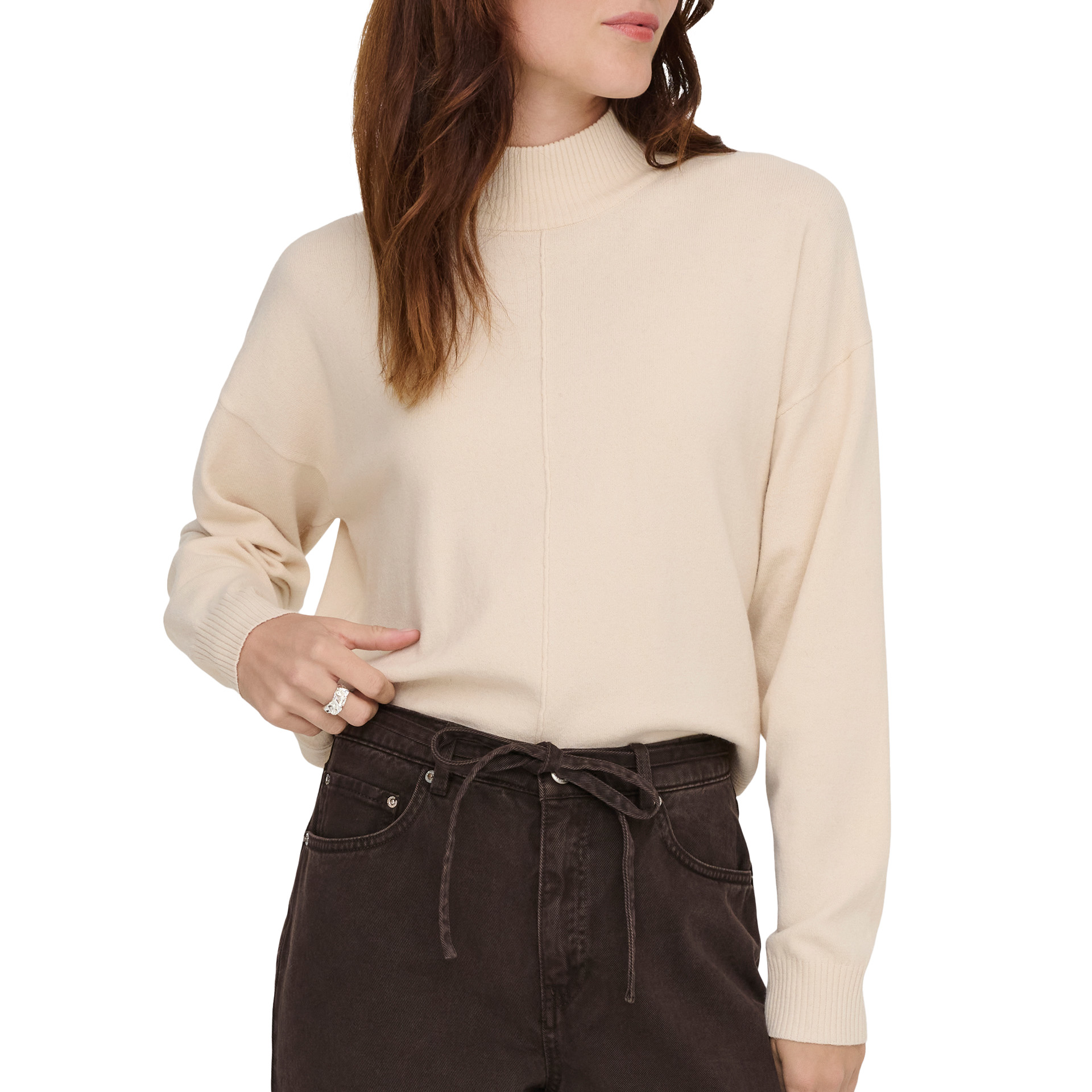 JDY Camisola Jdyamore Life L/s Hn Knt Whitecap Gray Melange