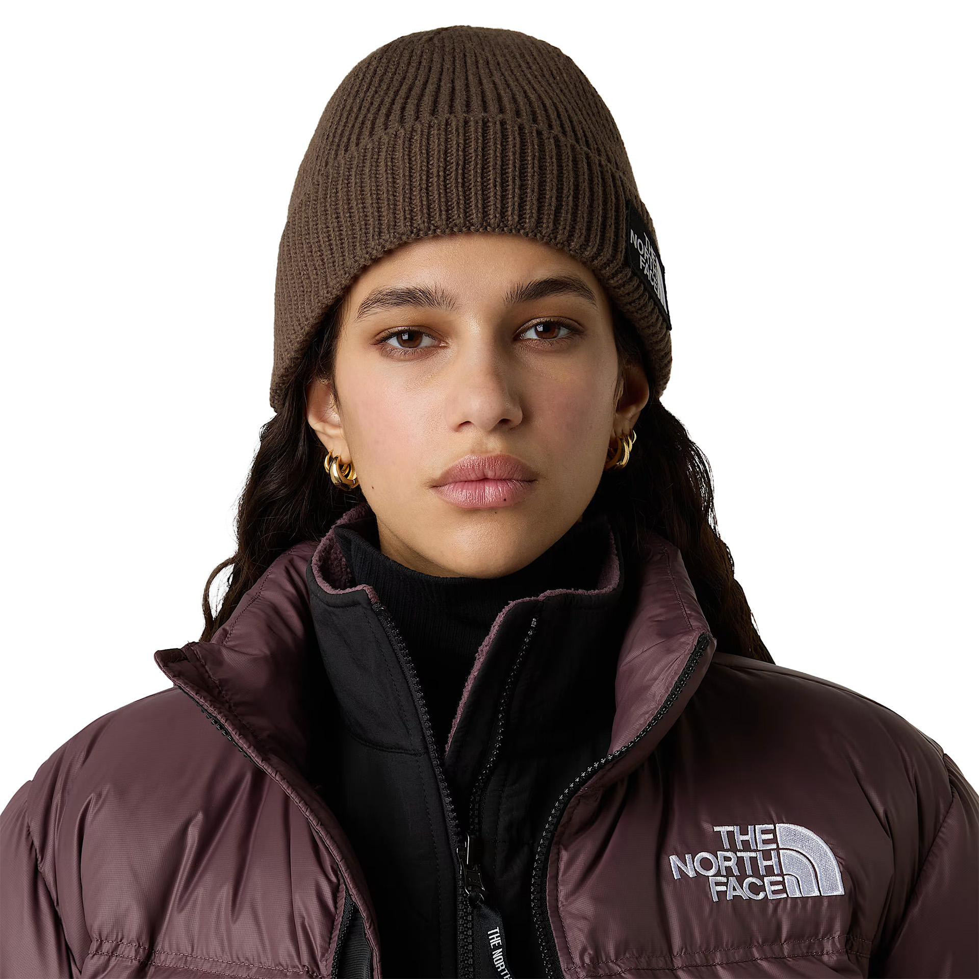 The North Face Gorro Logo Box Cuffed Smokey Brown