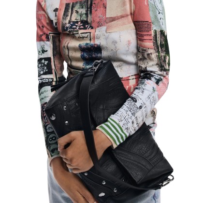 Desigual Mala Embro Patch Loverty Preto