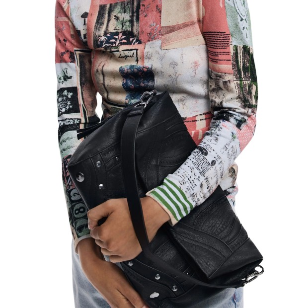 Desigual Mala Embro Patch Loverty Preto