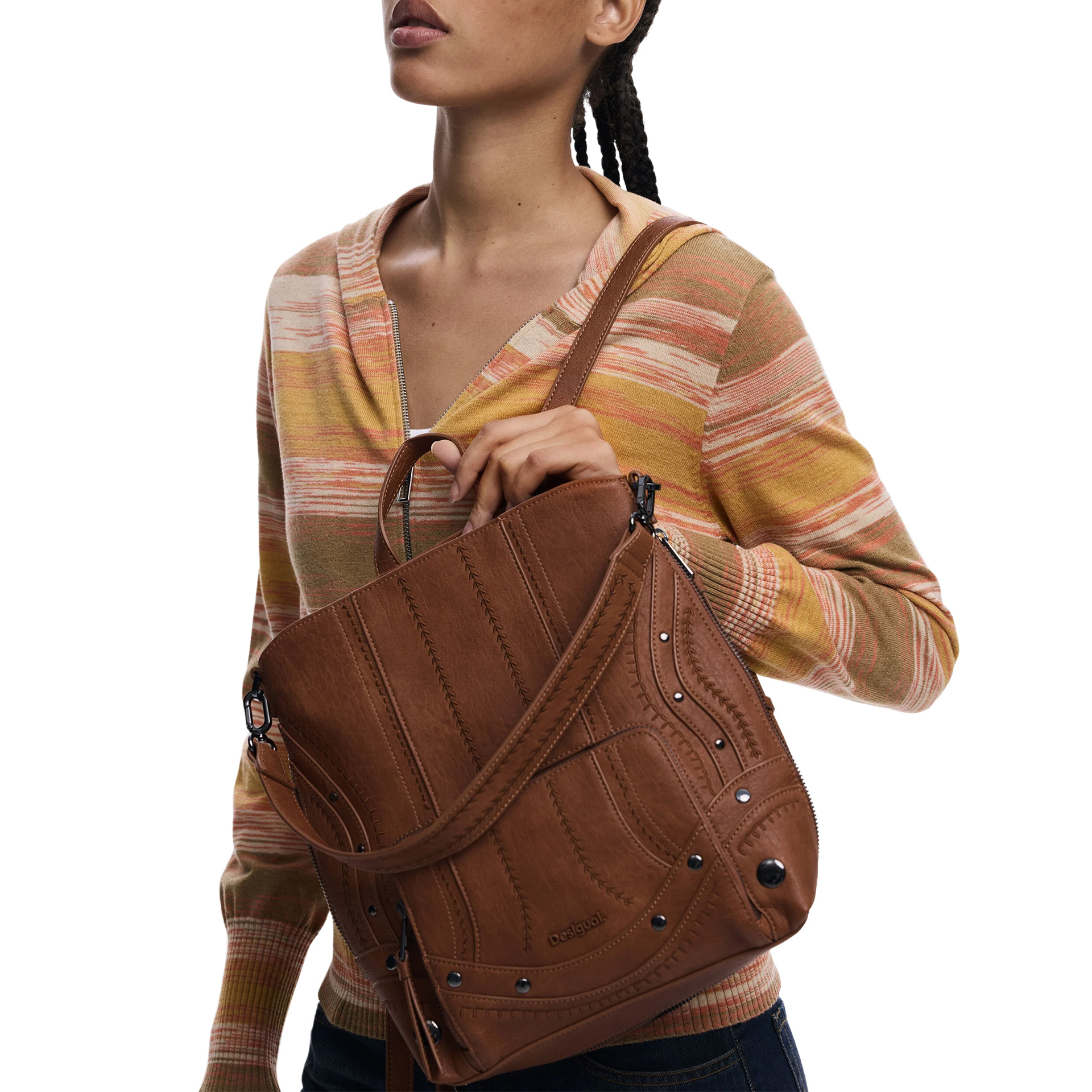 Desigual Mochila Embro Patch Pretoria Castanho