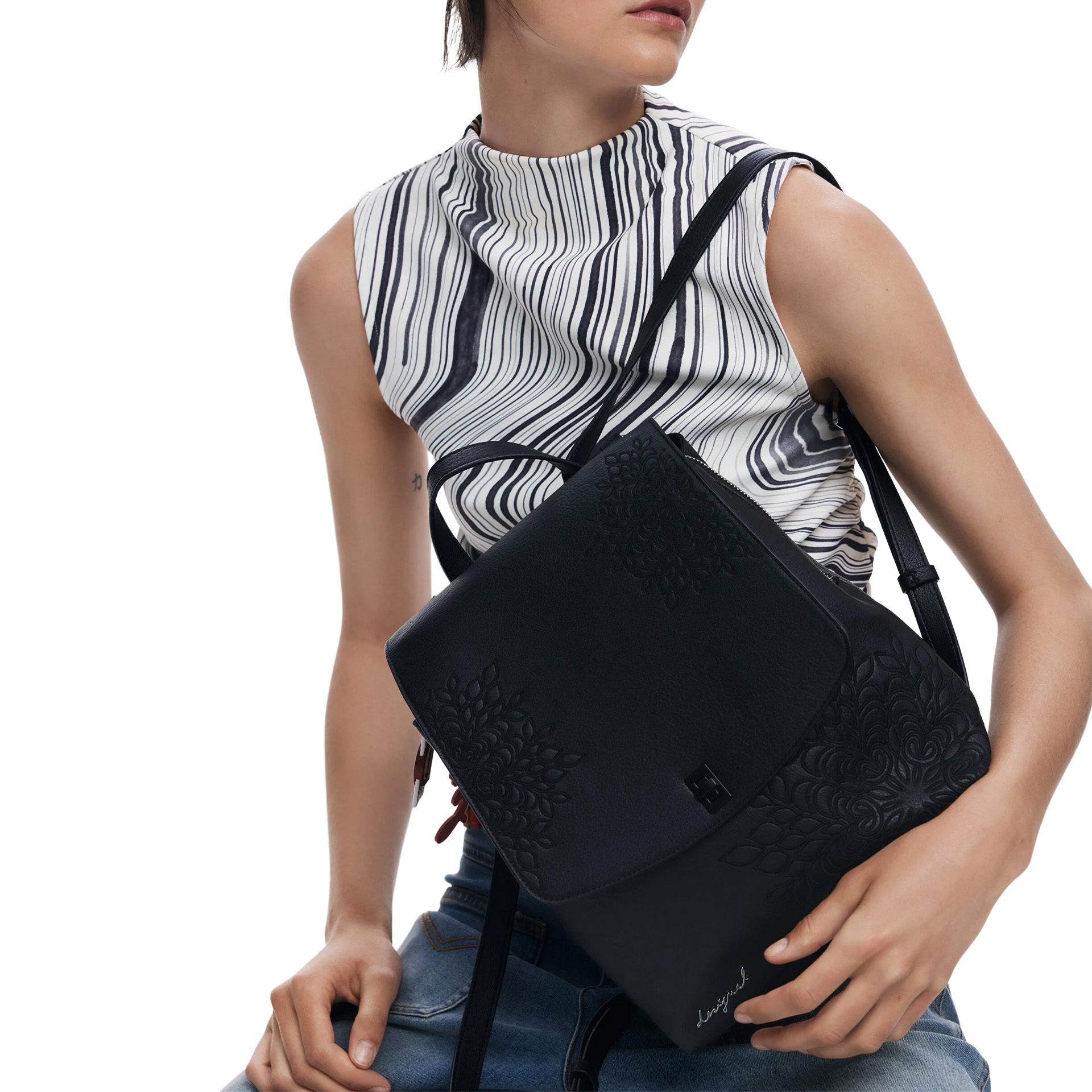 Desigual Mochila Sierra Sumy Mini Straight Flap Preto