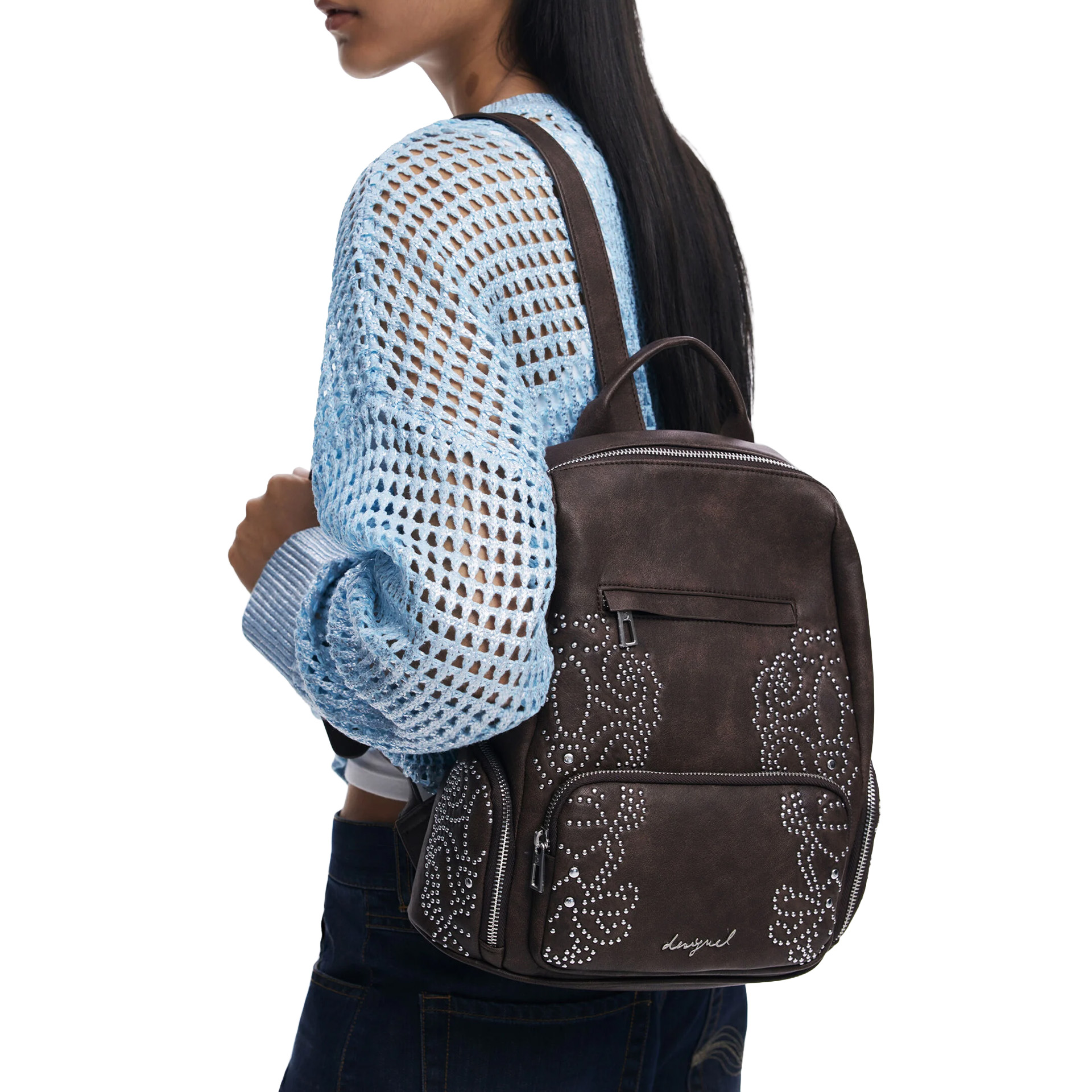 Desigual Mochila Poker Face Chester Mini Castanho