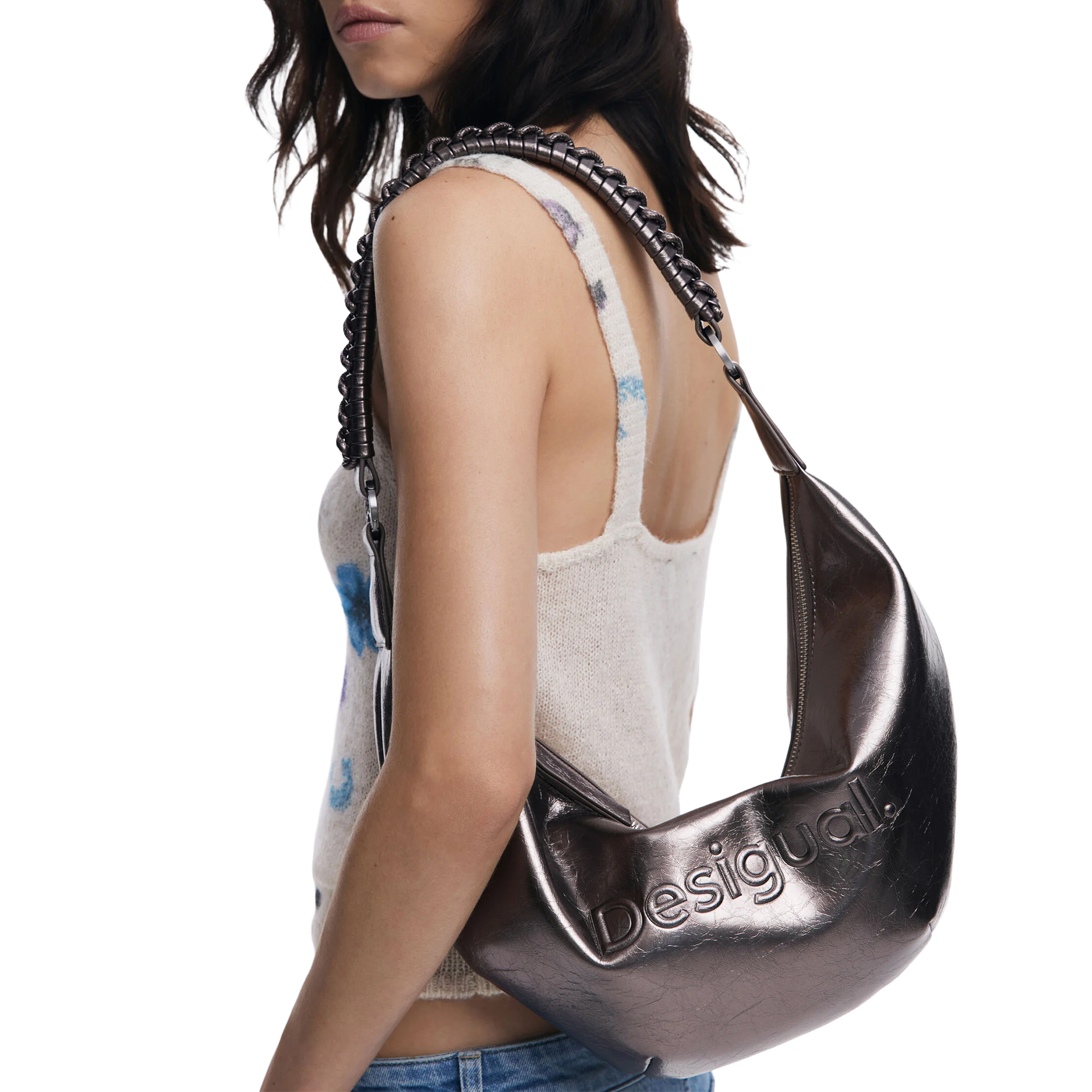 Desigual Mala Half Logo Zante Cinza