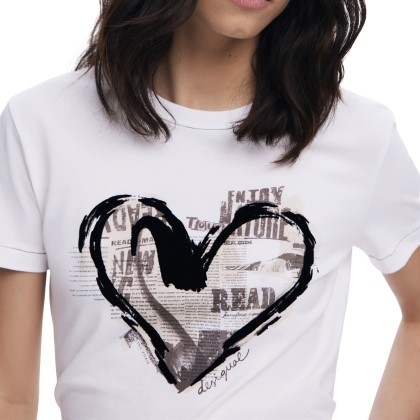 Desigual T-shirt Letter Core Branco