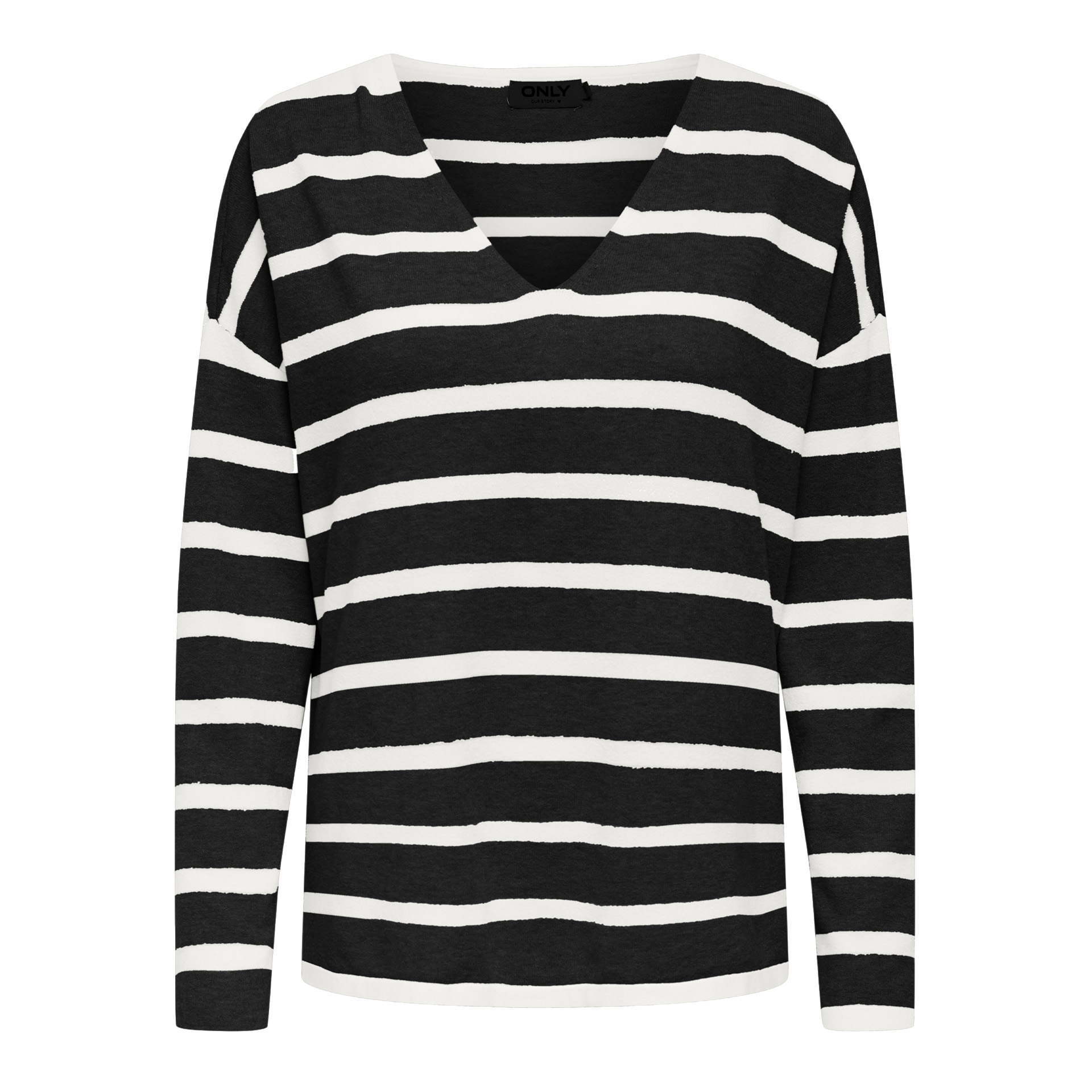 Only Camisola Amalio Life V-Neck Knt Black Cloud Danc