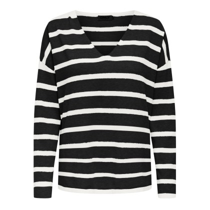 Only  Camisola Amalio Life  V-Neck Knt Black Cloud Danc