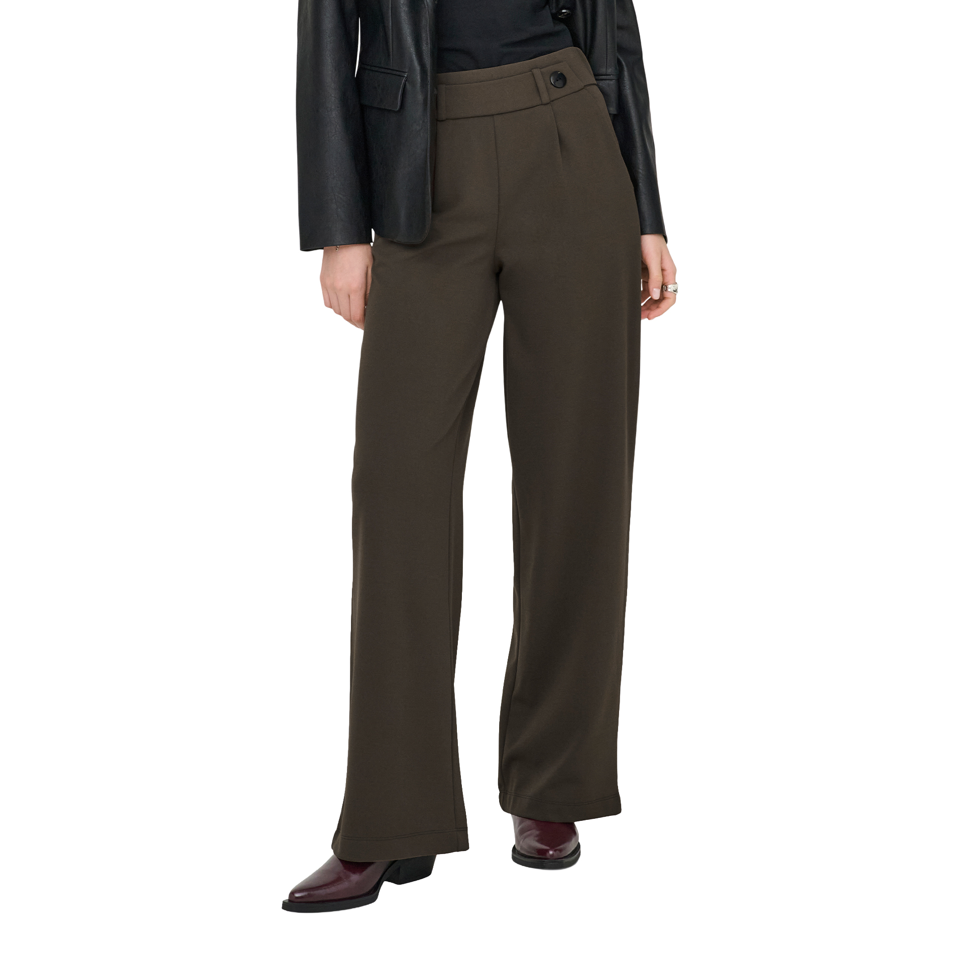 JDY Calça Geggo Life New Chocolate Brown Black Buttons