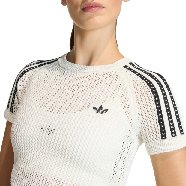 adidas Originals T-shirt Knitted Crochet Cali Off White