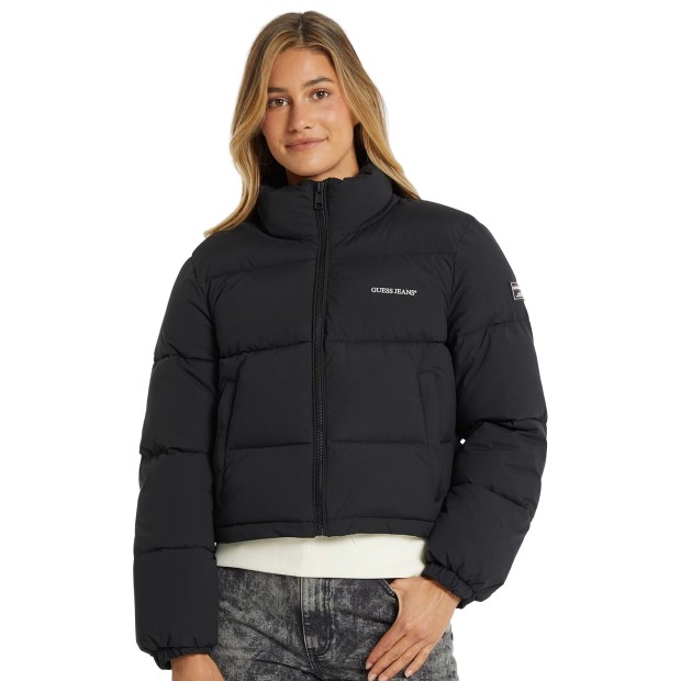 Guess Casaco Cropped Puffer Jet Black A996