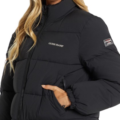 Guess Casaco Cropped Puffer Jet Black A996