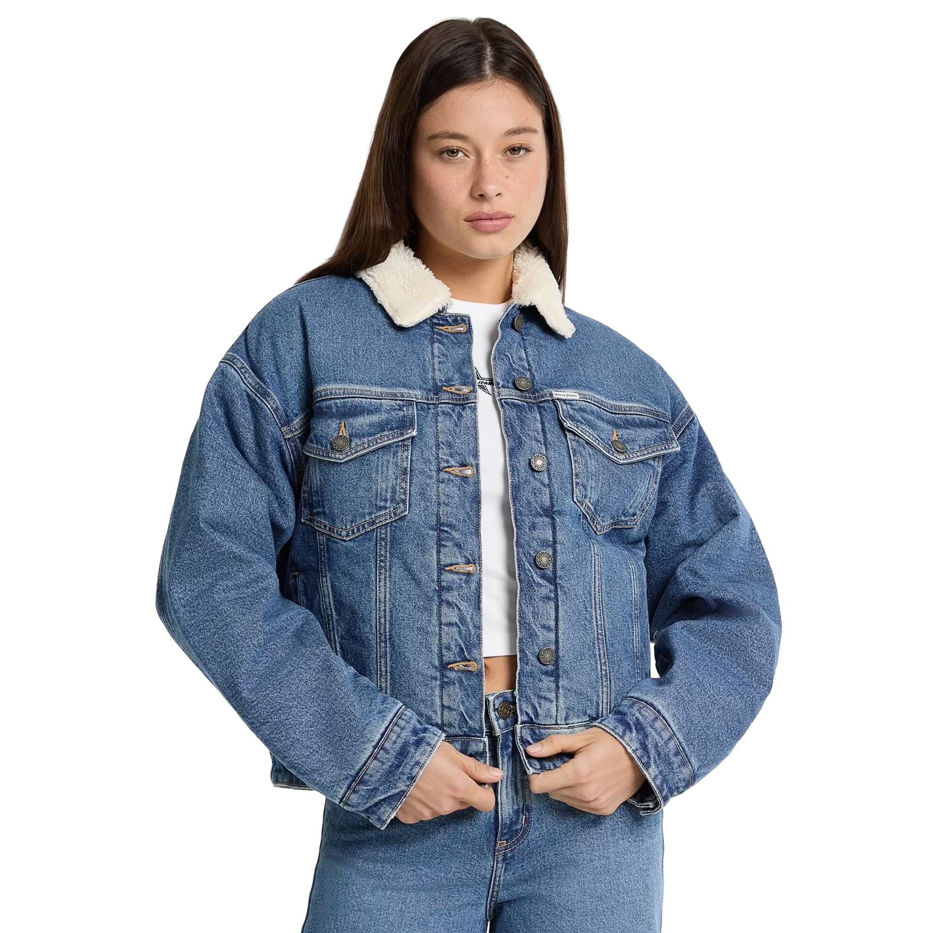 Guess Casaco Oversize Teddy Gj Medium Wash