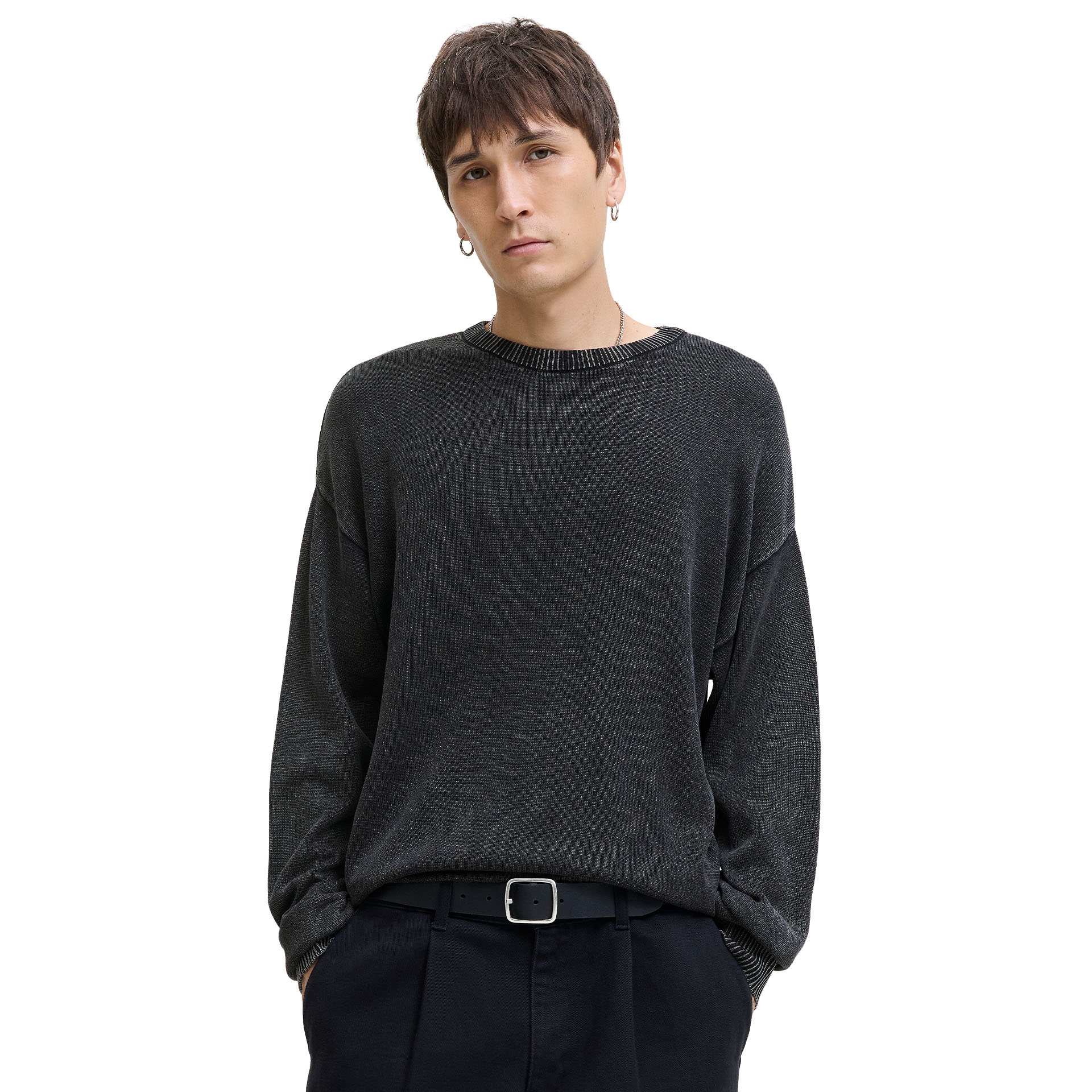 Jack & Jones Camisola Jjecharge Faded Knit Crew Neck Sn Black