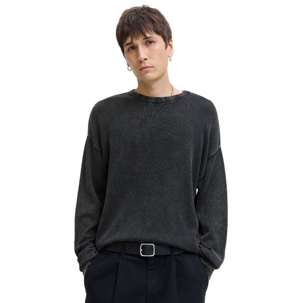 Jack & Jones Camisola Jjecharge Faded Knit Crew Neck Sn Black