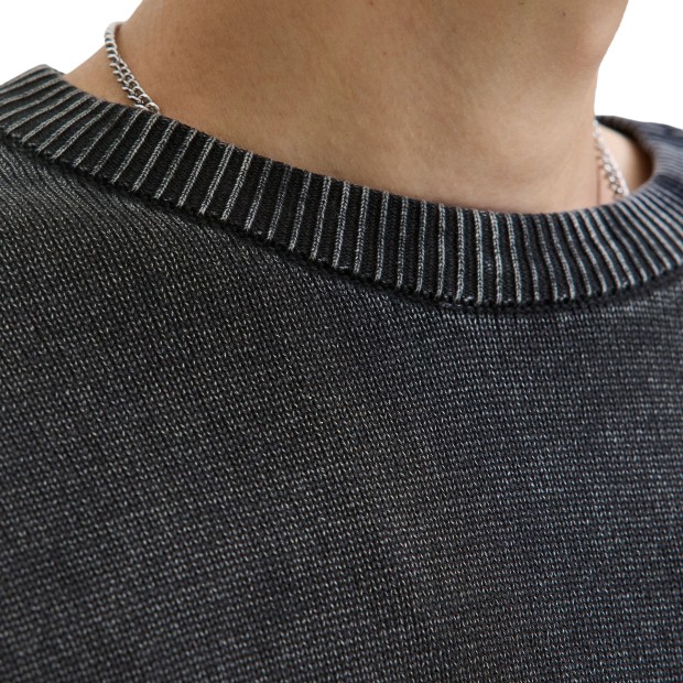 Jack & Jones Camisola Jjecharge Faded Knit Crew Neck Sn Black