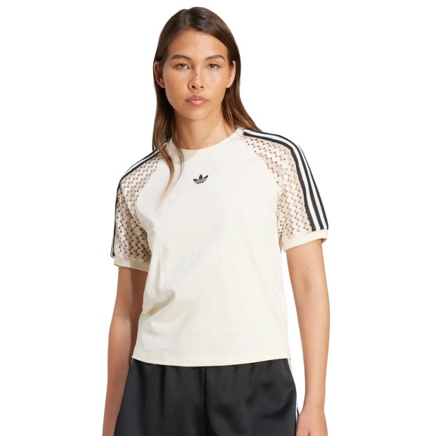 adidas Originals T-shirt Com Mangas Em Croche Wonder White