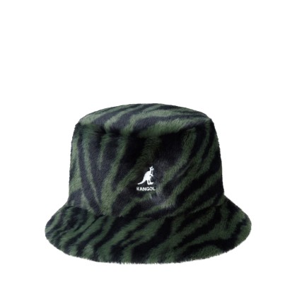 KANGOL Faux Fur Bucket Olive Zebra