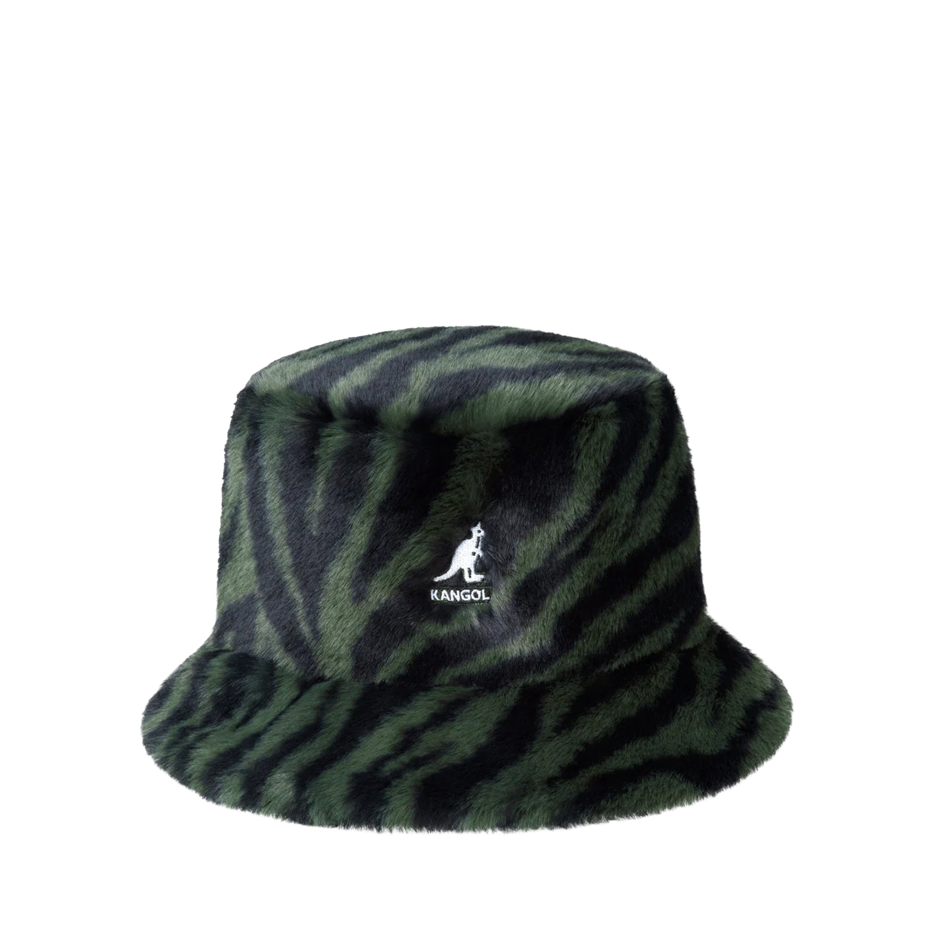 KANGOL Faux Fur Bucket Olive Zebra