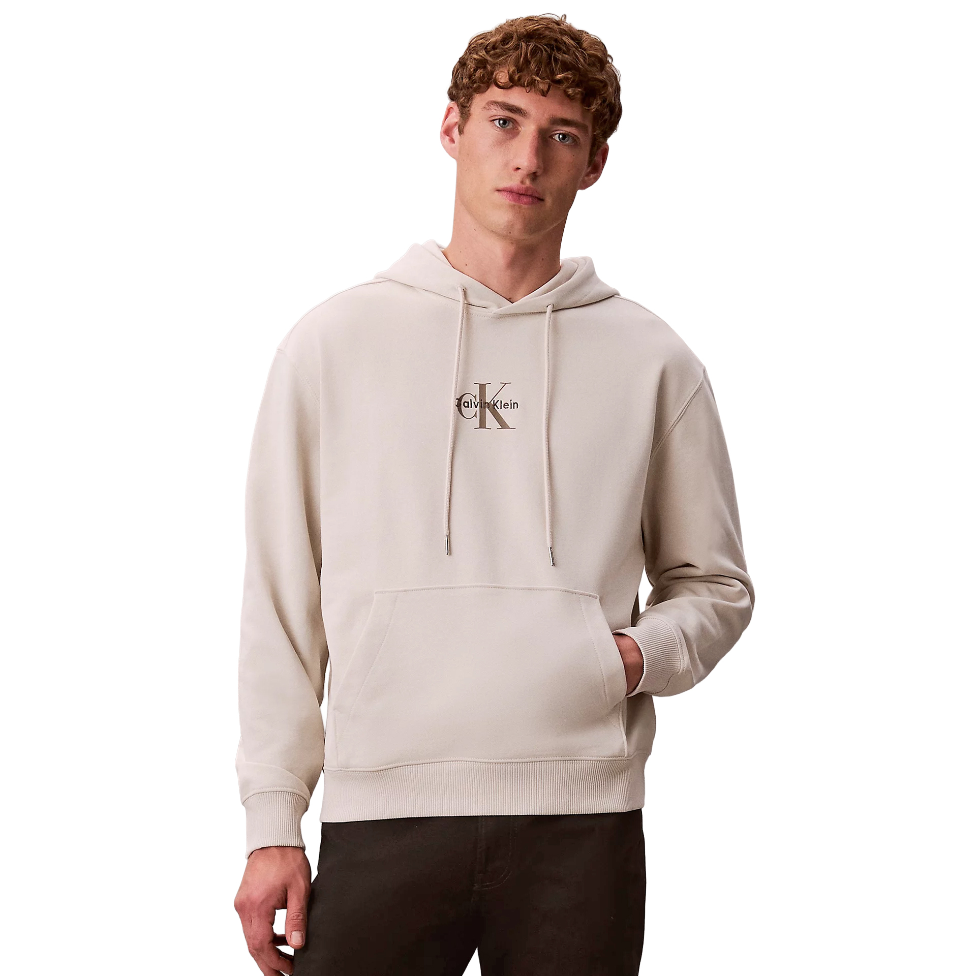 Calvin Klein Sweat Eu 350terry Micro Monologo Ho White