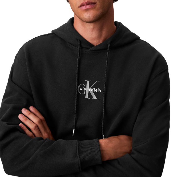 Calvin Klein Sweat Eu 350terry Micro Monologo Ho Black