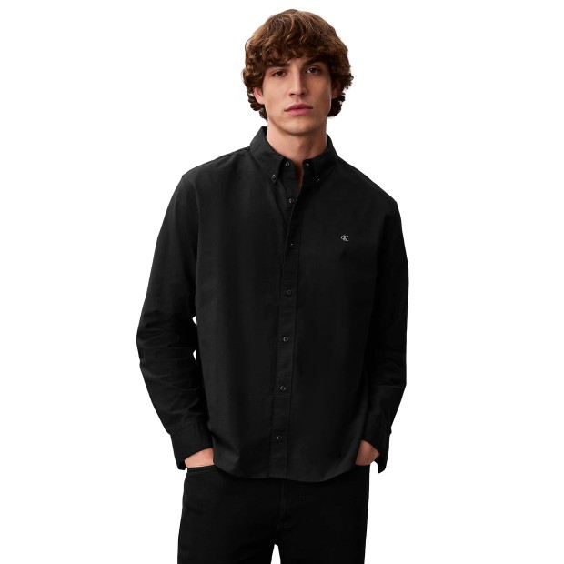 Calvin Klein Camisa Solid Oxford Classic Black