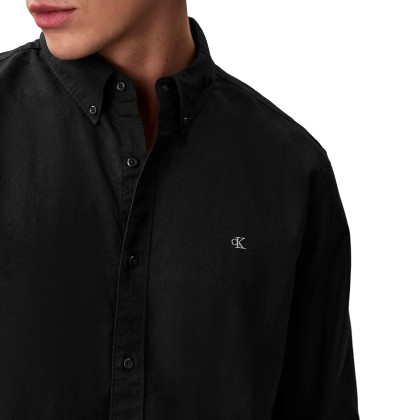Calvin Klein Camisa Solid Oxford Classic Black