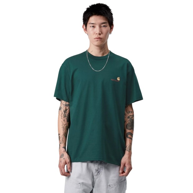 Carhartt Wip T-shirt S/s American Script Dark Fir