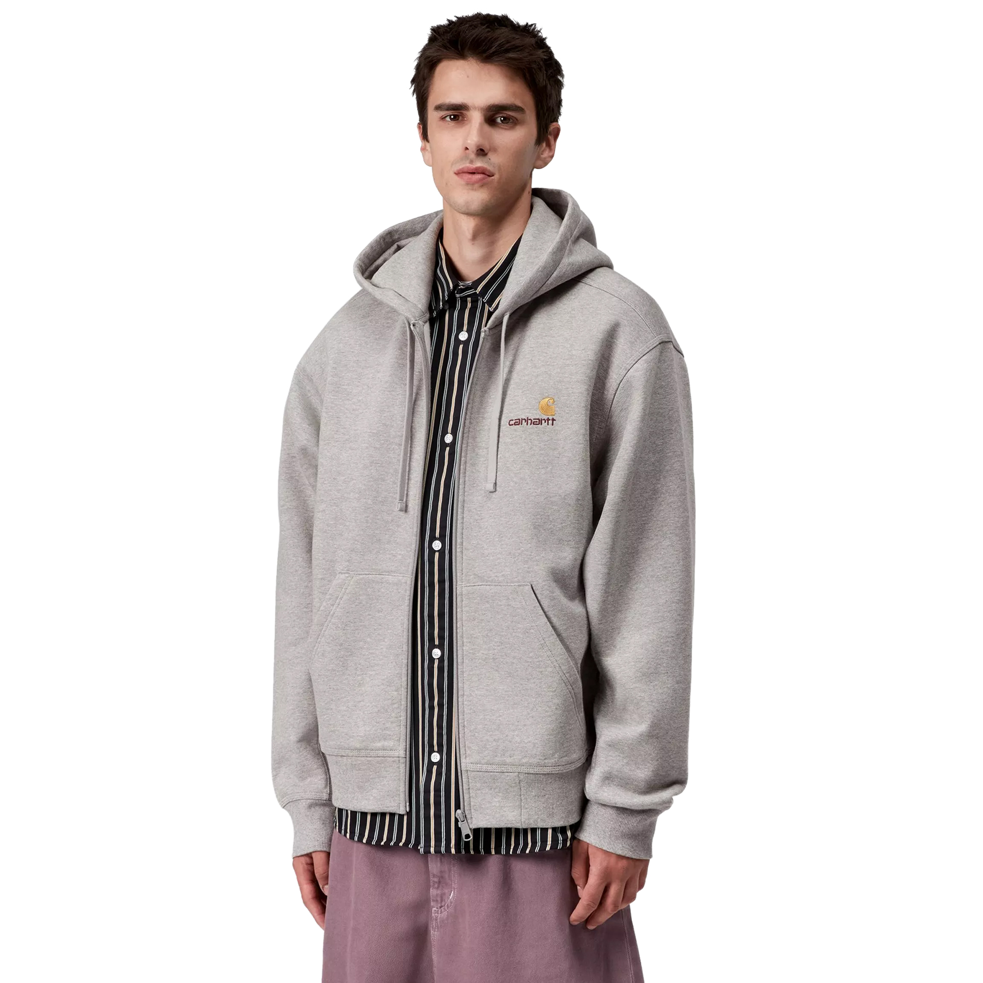 Carhartt Wip Casaco Hooded American Script Grey Heather