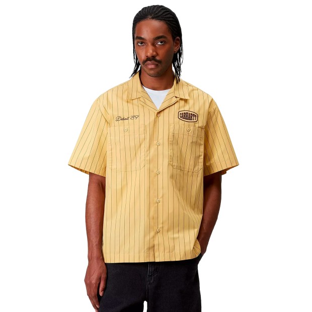 Carhartt Wip S/s Hendry Shirt Seaton Stripe, Straw  Liberica