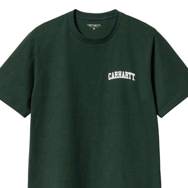 Carhartt Wip S/s University Script T-shirt Conifer  White