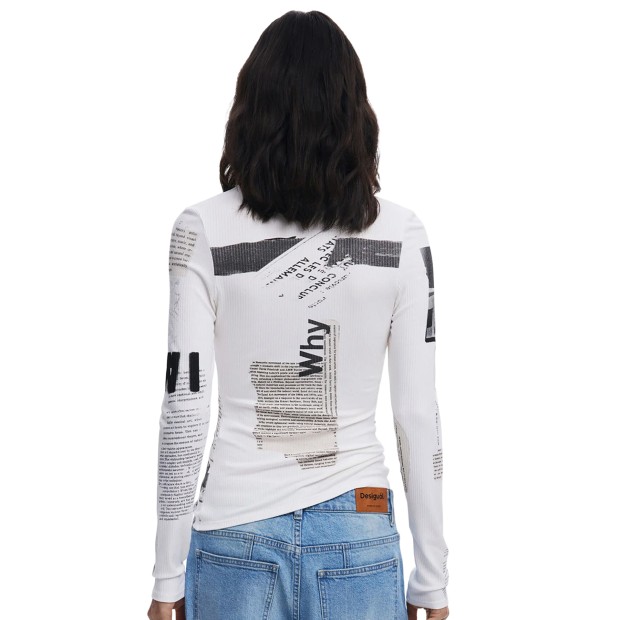 Desigual Camisola Canelada Jornal Preto