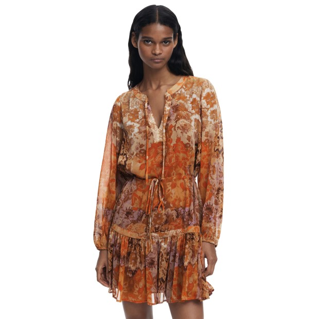 Desigual Vestido Bohoshort Laranja