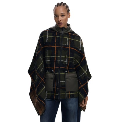 Desigual Poncho Checks Khaki Aldama Verde