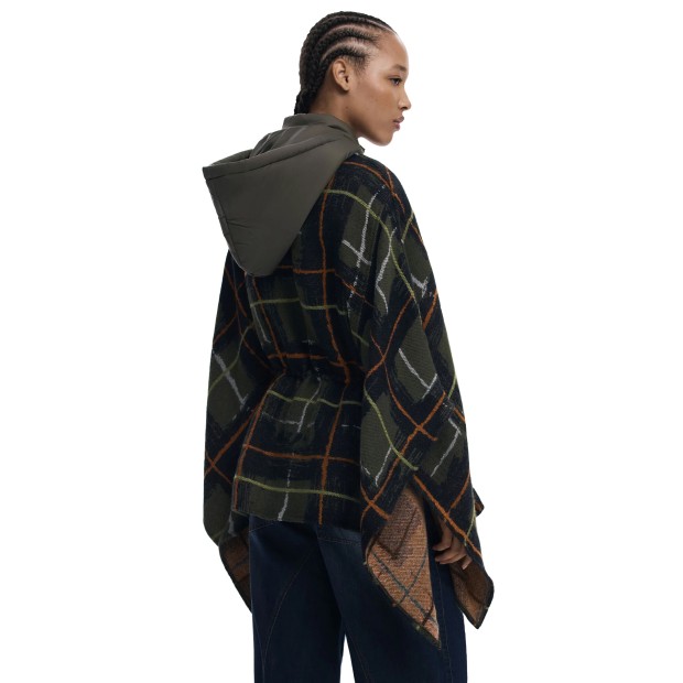 Desigual Poncho Checks Khaki Aldama Verde
