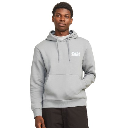 Jack & Jones Sweat Jjecorp Logo Hood Ultimate Grey Small Print