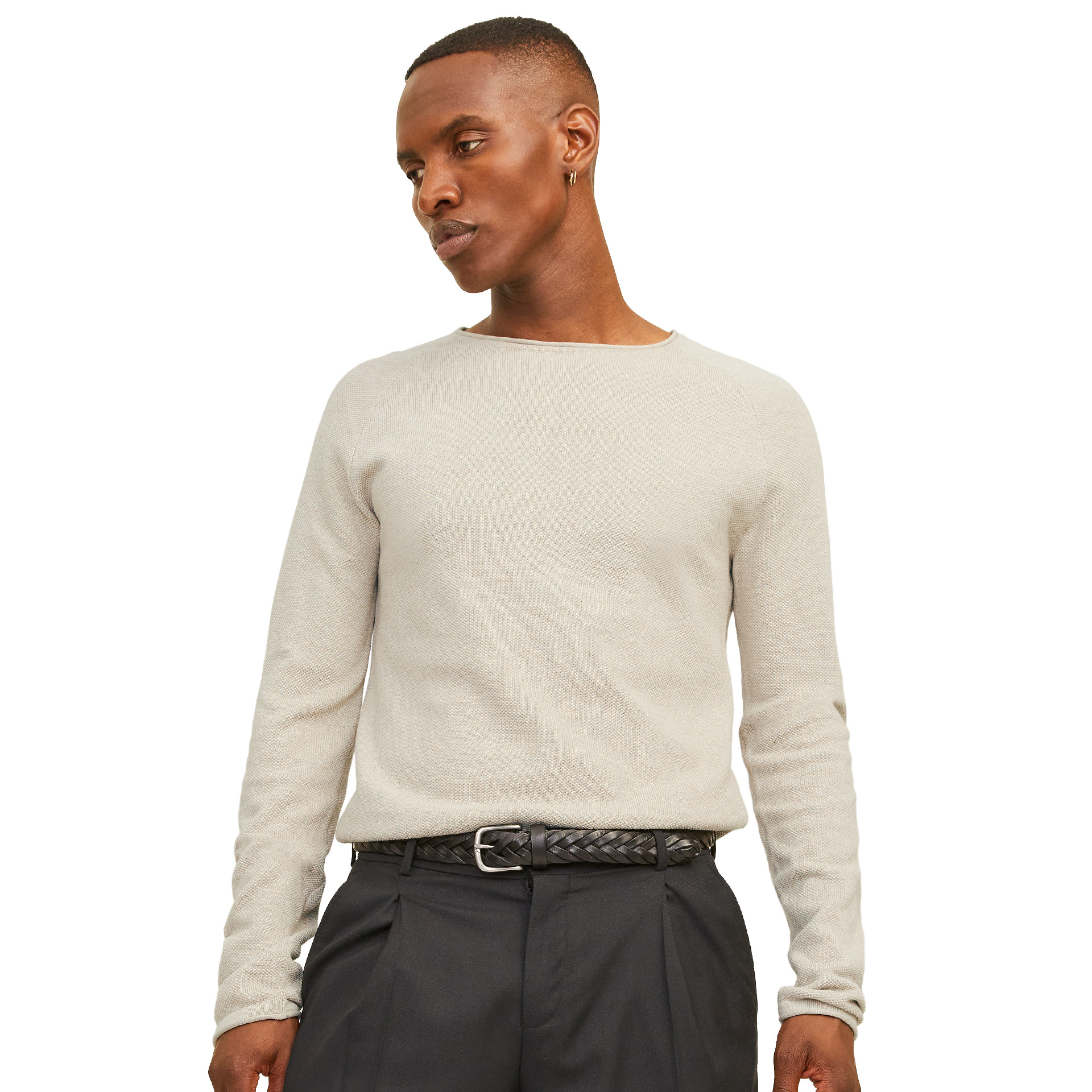 Jack & Jones Camisola Jjehill Knit Crew Neck Oatmeal Melange