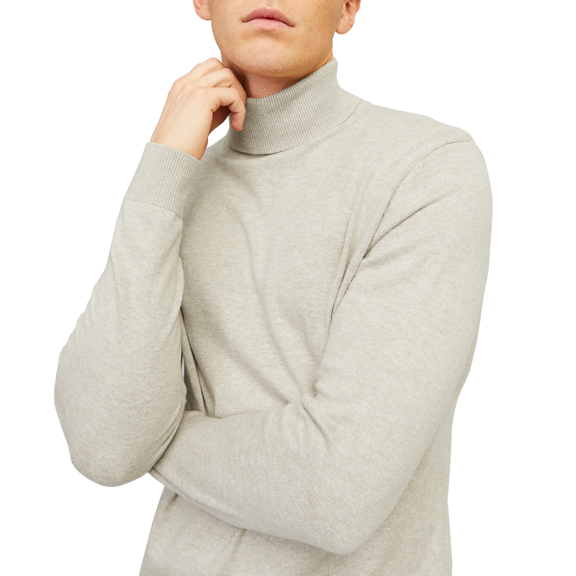 Jack & Jones Camisola Jjeemil Knit Roll Neck Oatmeal Melange