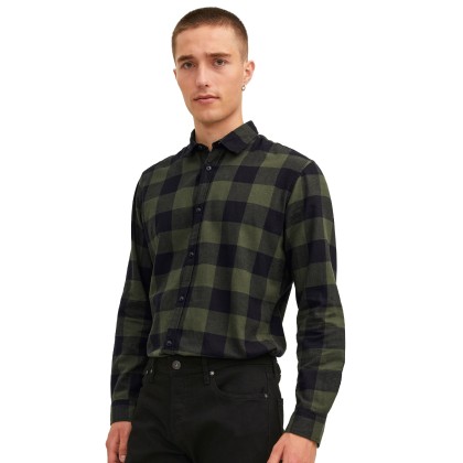 Jack & Jones Camisa Jjegingham Twill Dusty Olive Slim Fit