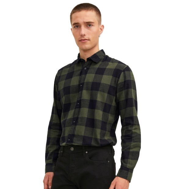 Jack & Jones Camisa Jjegingham Twill Dusty Olive Slim Fit