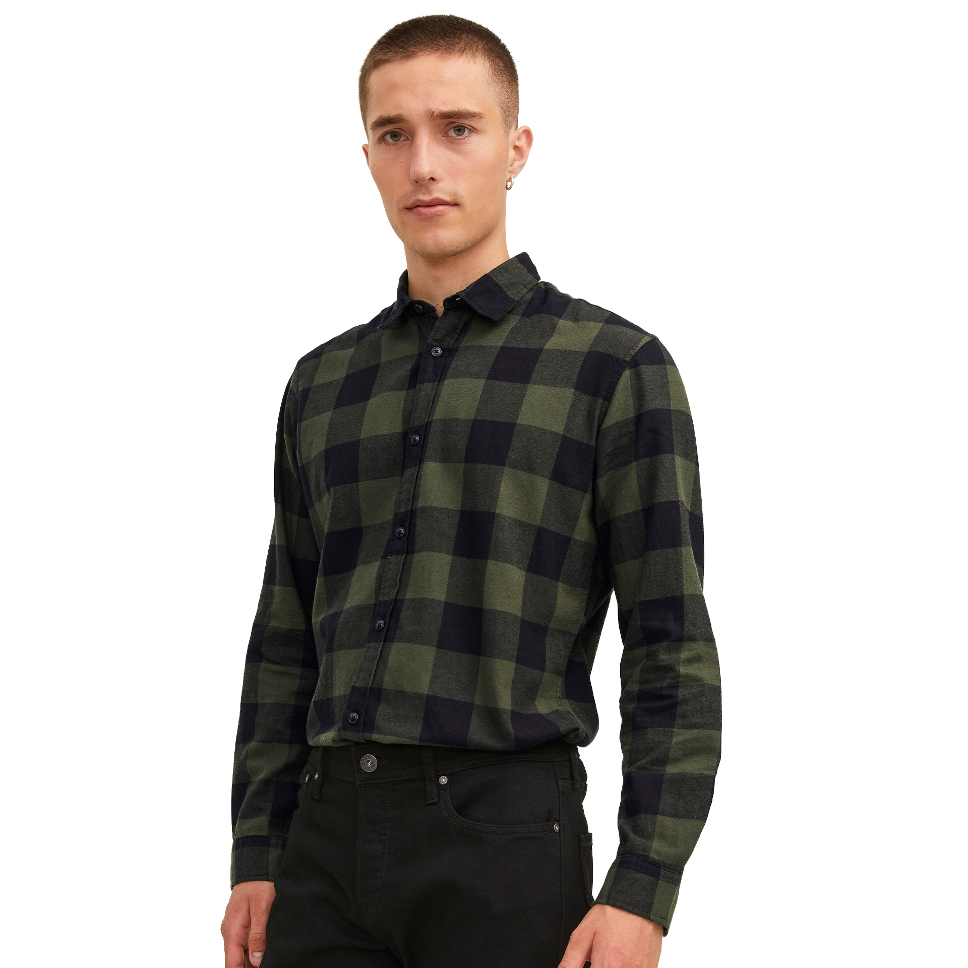 Jack & Jones Camisa Jjegingham Twill Dusty Olive Slim Fit