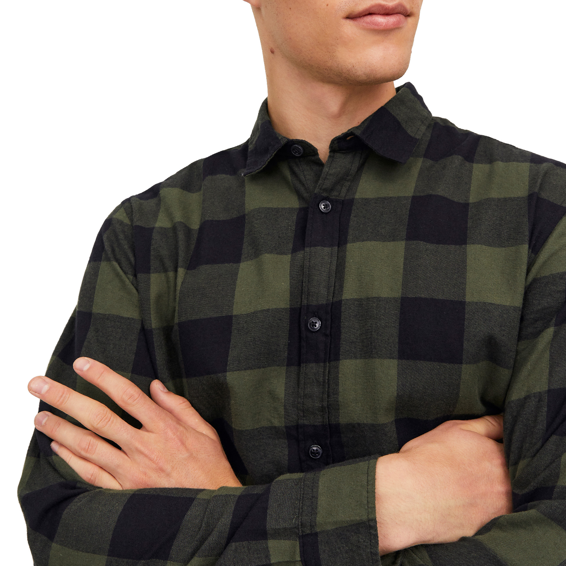 Jack & Jones Camisa Jjegingham Twill Dusty Olive Slim Fit