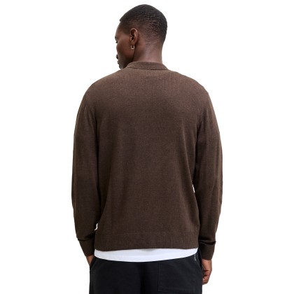 Jack & Jones Polo Jjeemil Knit Half Zip Mulch Twist