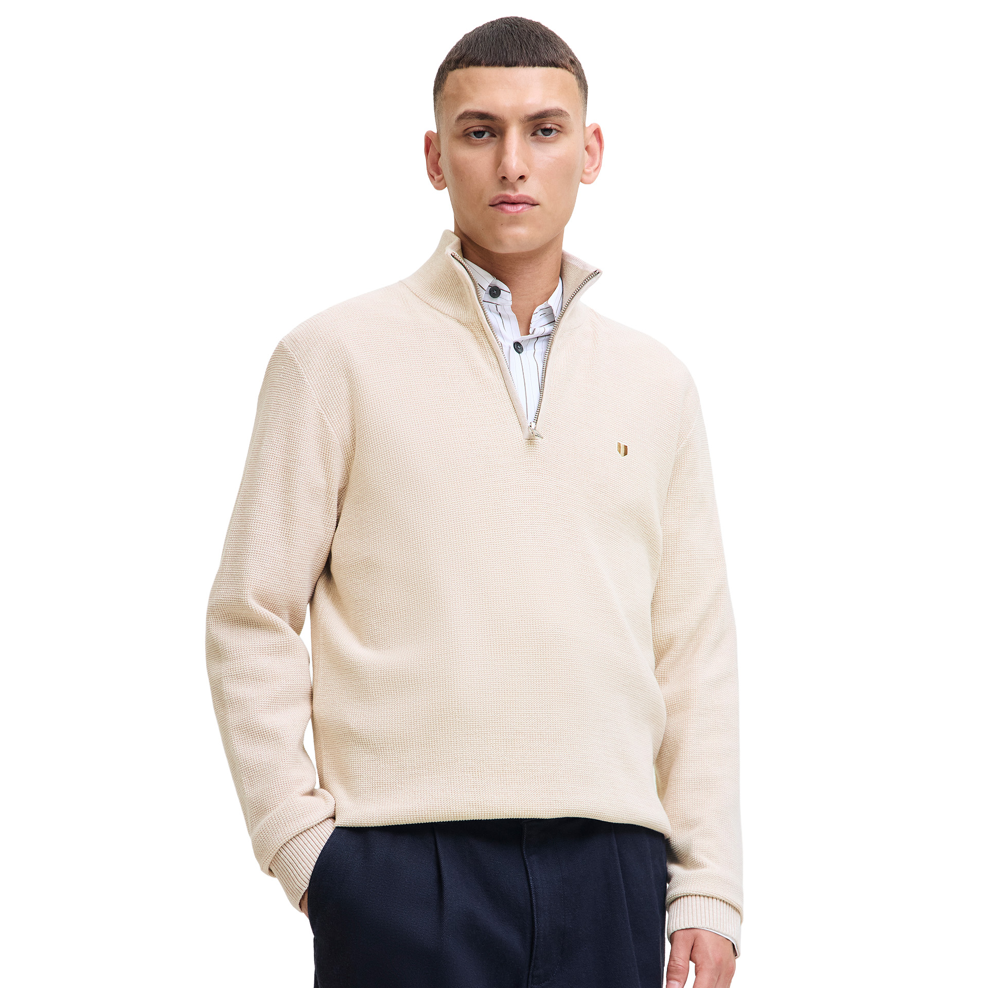 Jack & Jones Jprblurex Knit Half Zip Ln Whitecap Gray